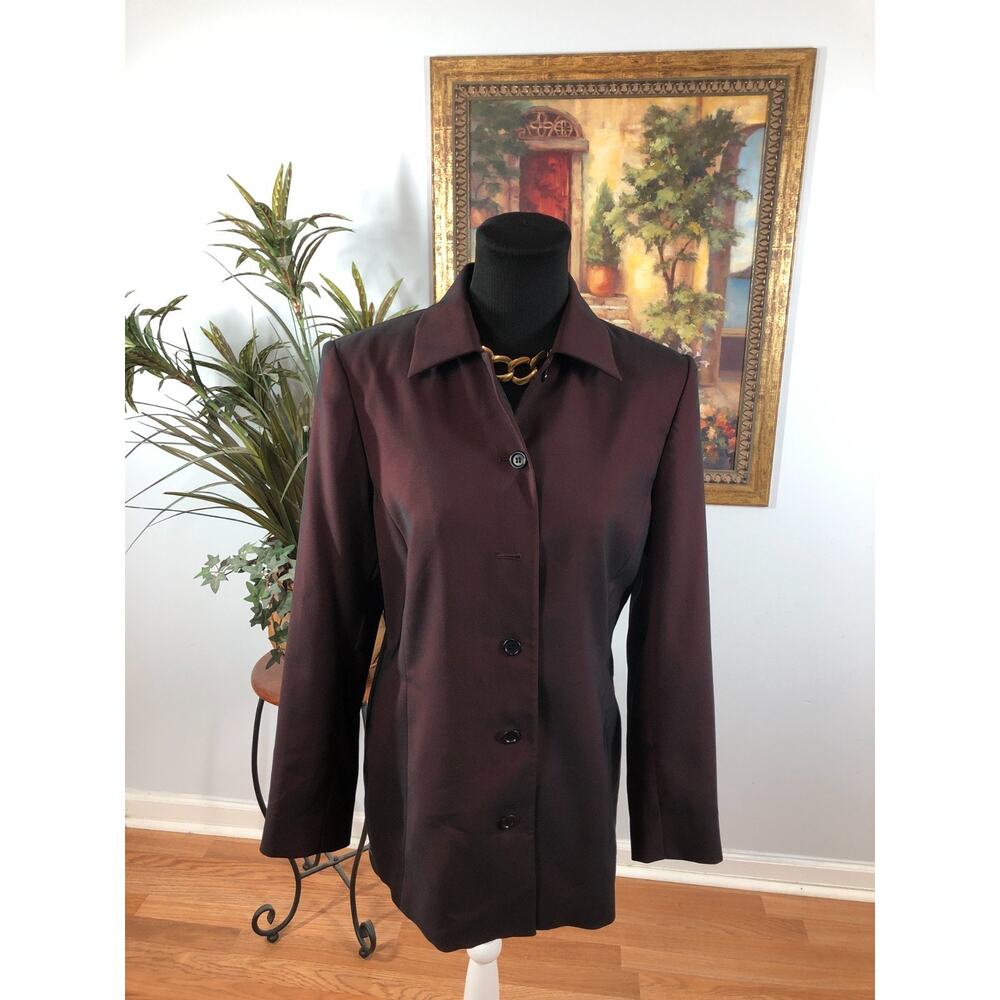 Finity Studio Blazer Womenโ 6 Burgundy Cocktail Business Button Front Minimalist